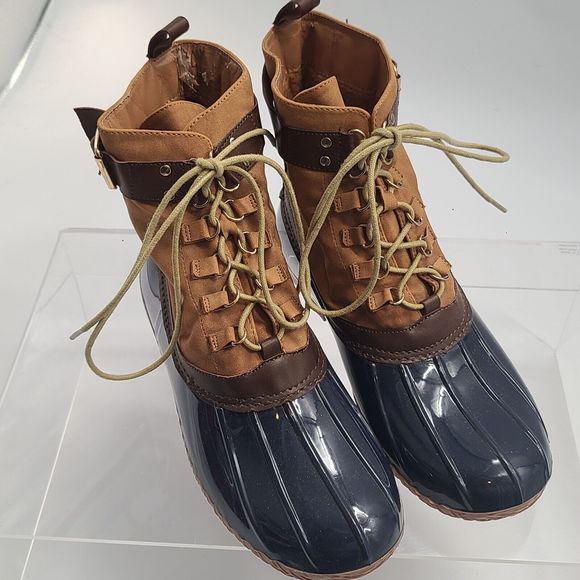 Womens Henry Ferrera Mission-18‎ Duck Boots Light Brown / Navy Size 10 M - Picture 1 of 9